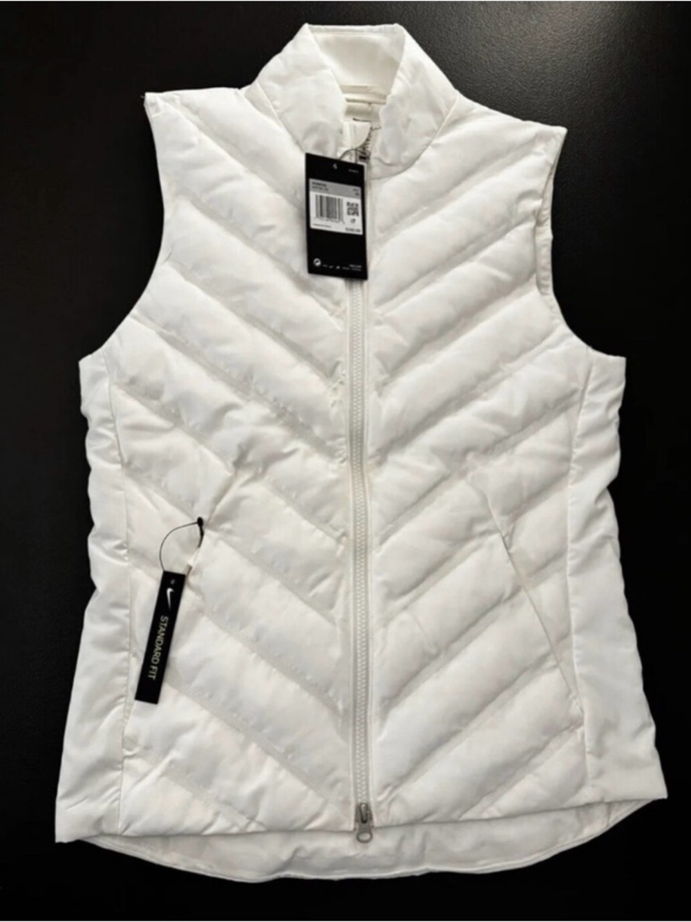 Nike White Quilted Chevron Sleeveless Puffer Vest